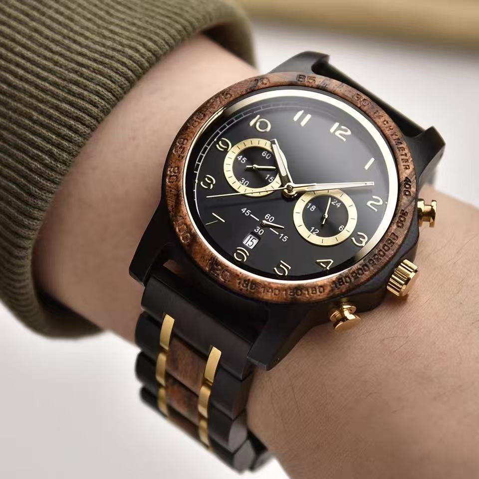 Natural & Lightweight Luxury Wooden Watch for Men — Japanese Quartz Movement, Business Style, Custom Engraving Available — Birthday Gift: $329 USD