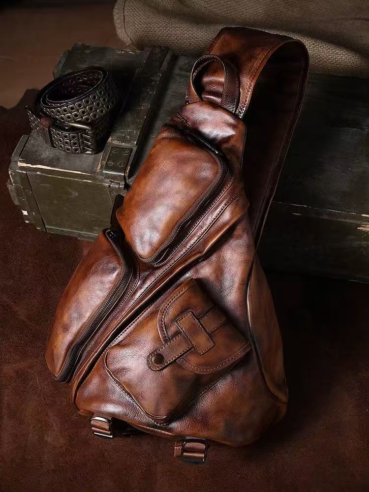 Retro-Style Men's Single-Shoulder / Chest Bag