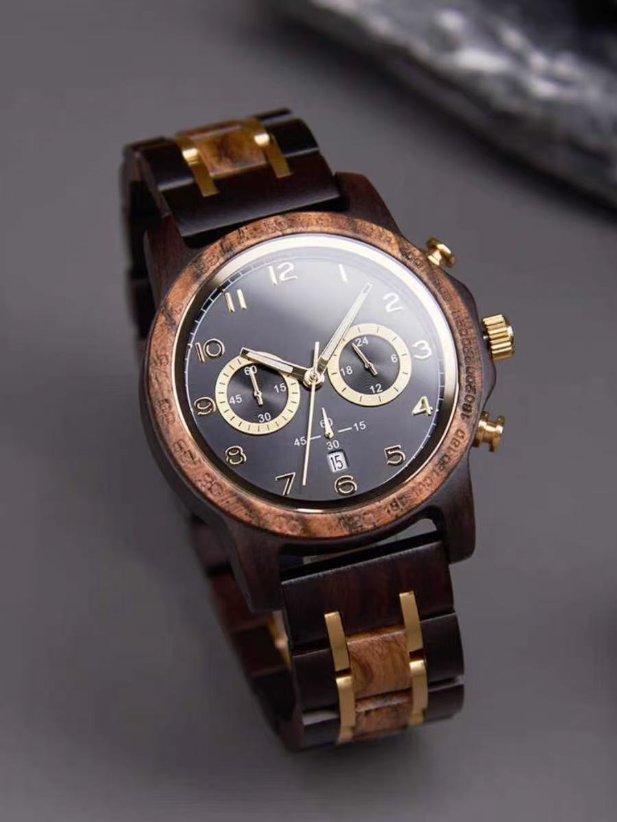 Natural & Lightweight Luxury Wooden Watch for Men — Japanese Quartz Movement, Business Style, Custom Engraving Available — Birthday Gift: $329 USD