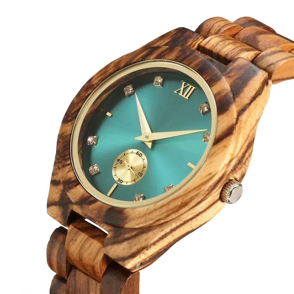 Niche Wooden Watch — Minimalist Japanese-Style Ladies' Timepiece — Retro-Designed Creative Wooden Watch in Black and Red Sandalwood— $289 USD