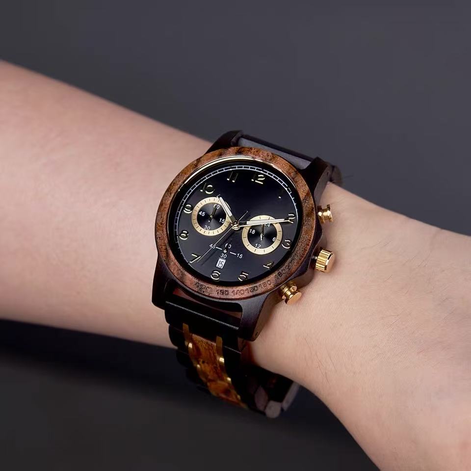Natural & Lightweight Luxury Wooden Watch for Men — Japanese Quartz Movement, Business Style, Custom Engraving Available — Birthday Gift: $329 USD