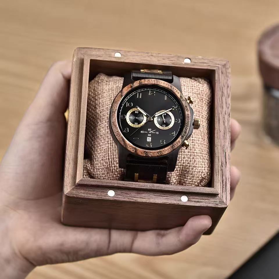 Natural & Lightweight Luxury Wooden Watch for Men — Japanese Quartz Movement, Business Style, Custom Engraving Available — Birthday Gift: $329 USD