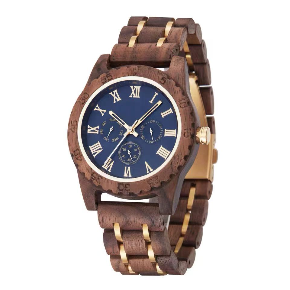 New Authentic Walnut Watch — Stylish & Trendy, Japanese Movement, Multifunctional Men's Quartz Wooden Watch — $289 USD