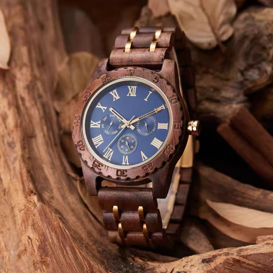 New Authentic Walnut Watch — Stylish & Trendy, Japanese Movement, Multifunctional Men's Quartz Wooden Watch — $289 USD